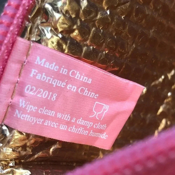 Victoria's Secret Pink White Striped Insulated Cooler Tote Bag Zipper Reusable - Picture 5 of 9